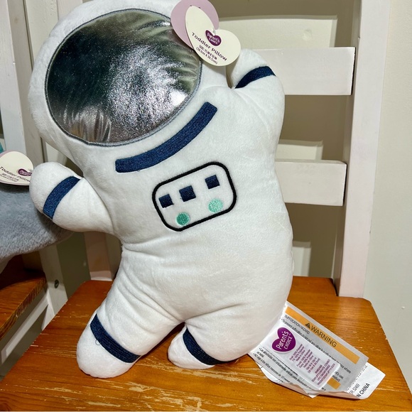 Parent's Choice Plush Toddler Pillow Astronaut Plush White w Blue Trim Sleep Toy - Picture 2 of 8